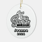 Personalized Best Ever Social Worker Keramisch Ornament (Links)