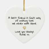 Personalized Best Friend Gold Heart Keepsake Keramisch Ornament (Achterkant)