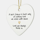 Personalized Best Friend Gold Heart Keepsake Keramisch Ornament (Links)