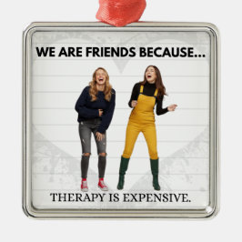 Personalized Best Friend | Two Photo Minimalist Metalen Ornament