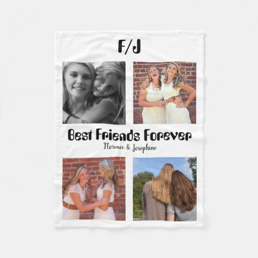 Personalized Best friends forever 4 foto collage Fleece Deken (Voorkant)