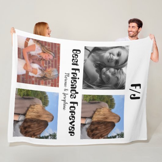 Personalized Best friends forever 4 foto collage Fleece Deken (In situ)