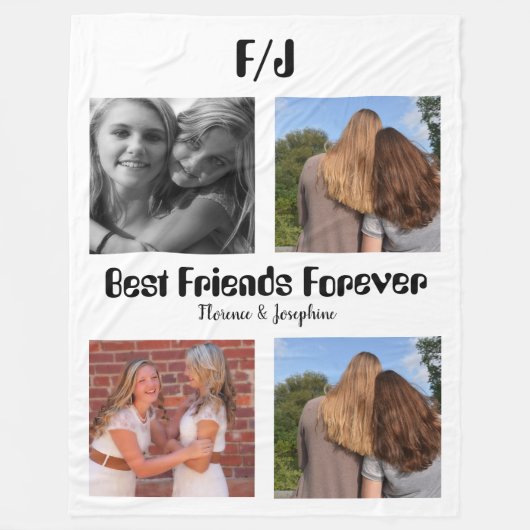 Personalized Best friends forever 4 foto collage Fleece Deken (Voorkant)