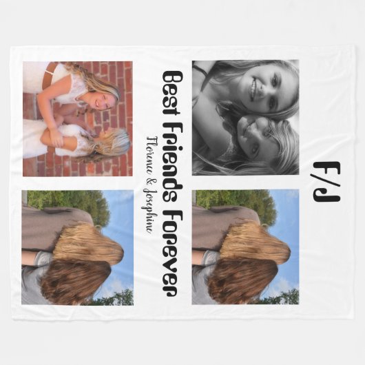 Personalized Best friends forever 4 foto collage Fleece Deken (Voorkant (Horizontaal))