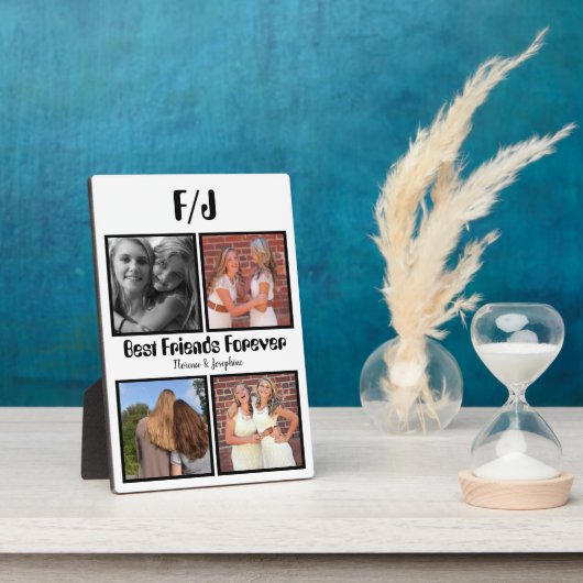 Personalized Best friends forever 4 foto collage Fotoplaat (Zijkant)