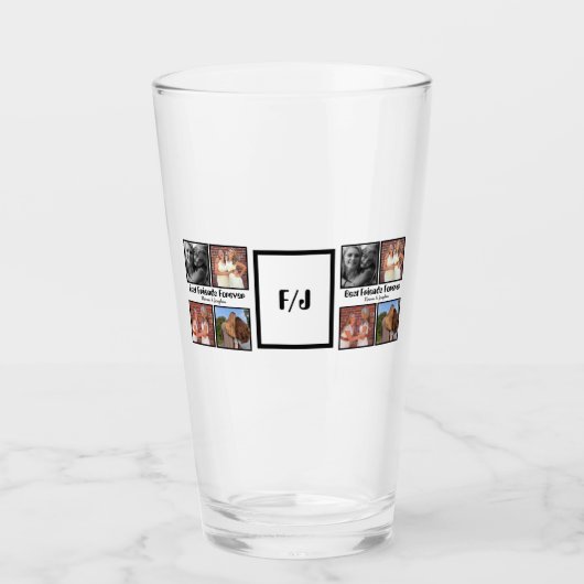 Personalized Best friends forever 4 foto collage Glas (Voorkant)
