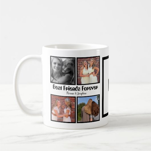 Personalized Best friends forever 4 foto collage Koffiemok (Links)