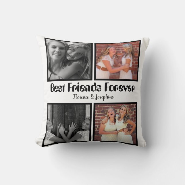Personalized Best friends forever 4 foto collage Kussen (Voorkant)