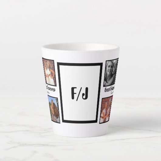 Personalized Best friends forever 4 foto collage Latte Mok (Voorkant)