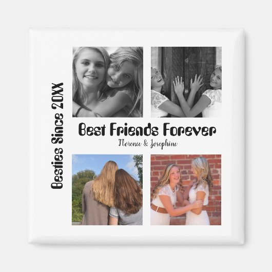 Personalized Best friends forever 4 foto collage Magneet (Voorkant)
