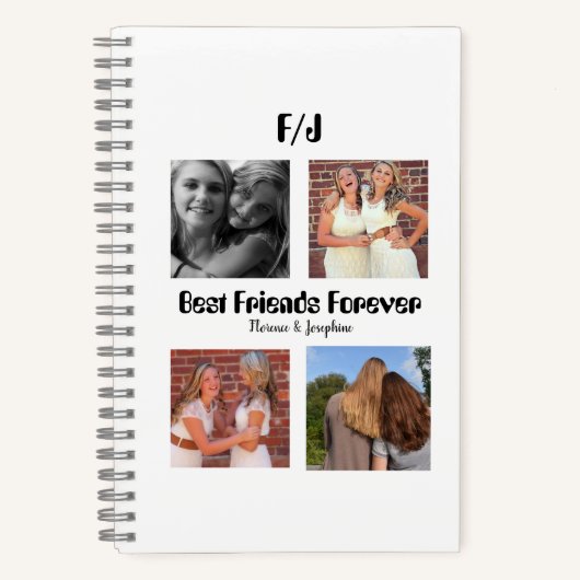 Personalized Best friends forever 4 foto collage Notitieboek (Voorkant)