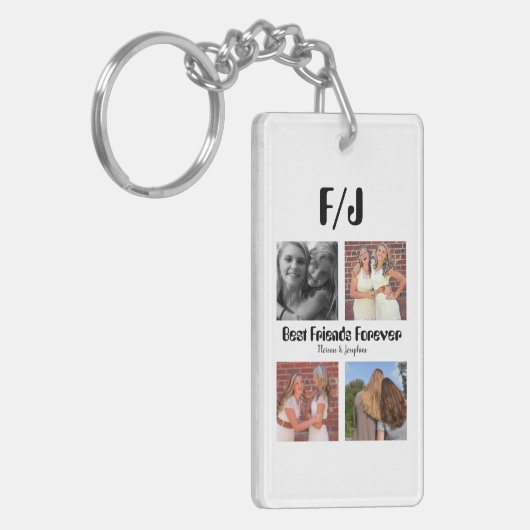Personalized Best friends forever 4 foto collage Sleutelhanger (Voorkant Links)