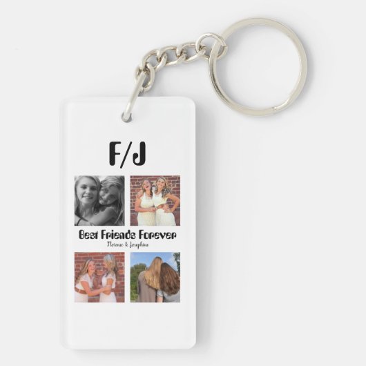 Personalized Best friends forever 4 foto collage Sleutelhanger (achterkant)