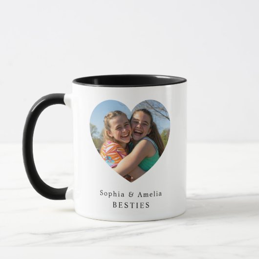 Personalized Best Friends Heart Photo Name Mug Mok (Links)