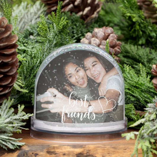 Personalized Best Friends Modern Script Photo Sneeuwbol (Winter)