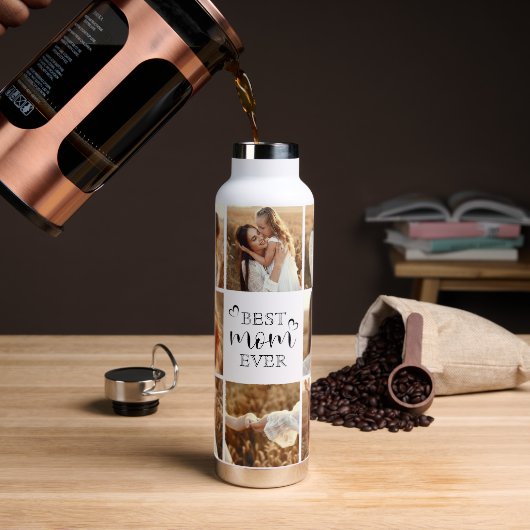 Personalized Best Mom Ever 8-Photo Collage Elegant Waterfles (Koffie)