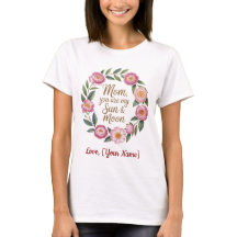 Personalized Best Mom Ever Floral Wreath T-Shirt