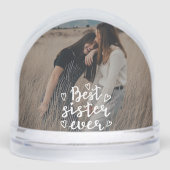 Personalized Best Sister Ever Modern Script Photo Sneeuwbol (Voorkant)