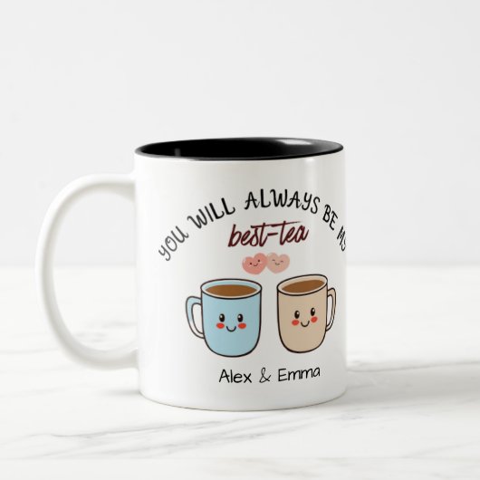 Personalized Best-Tea Couple   Tweekleurige Koffiemok (Links)