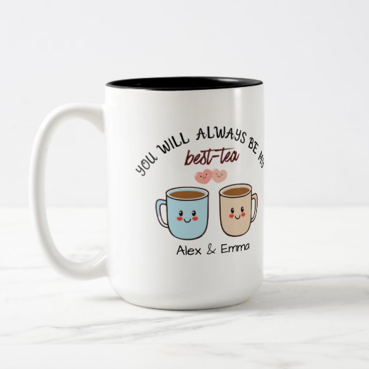 Personalized Best-Tea Couple   Tweekleurige Koffiemok (Links)