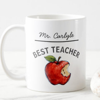 Personalized BEST TEACHER Name Apple Gift Koffiemok