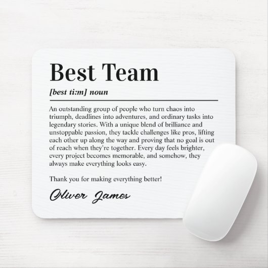 Personalized Best Team Definition Office Thank You Muismat (Met muis)