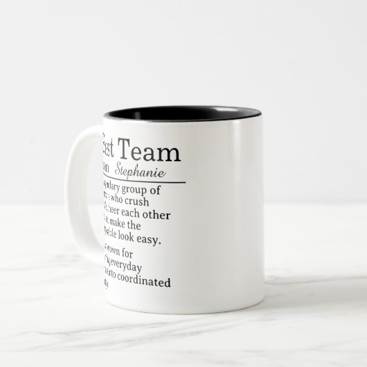 Personalized Best Team Definition Tweekleurige Koffiemok (Voorkant links)