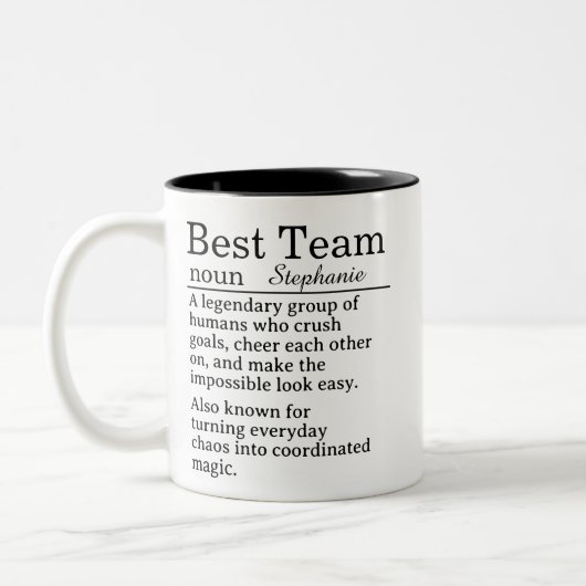 Personalized Best Team Definition Tweekleurige Koffiemok (Links)