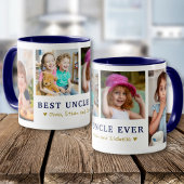 Personalized Best Uncle Ever 4 Photo Blue Gold  Mok