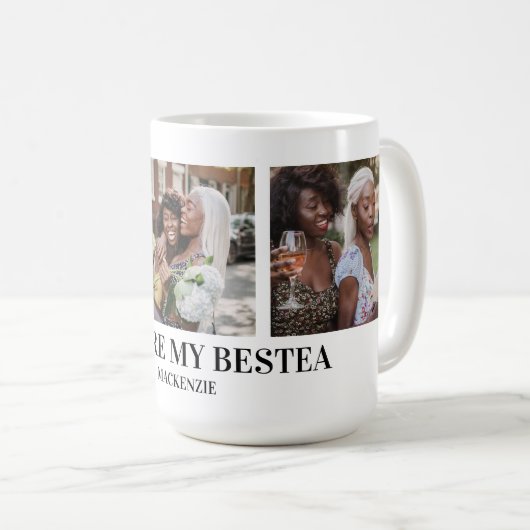 Personalized Bestea (bestie + tea) text 3 photos Koffiemok (Voorkant rechts)