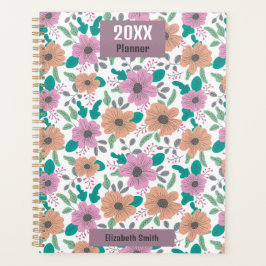 Personalized Big Bright Flowers Pattern 20XX Planner