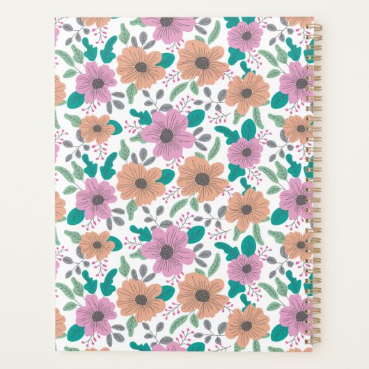 Personalized Big Bright Flowers Pattern 20XX Planner (Achterkant)