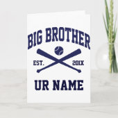 Personalized Big Brother Baseball T Shirt Kaart (Voorkant)