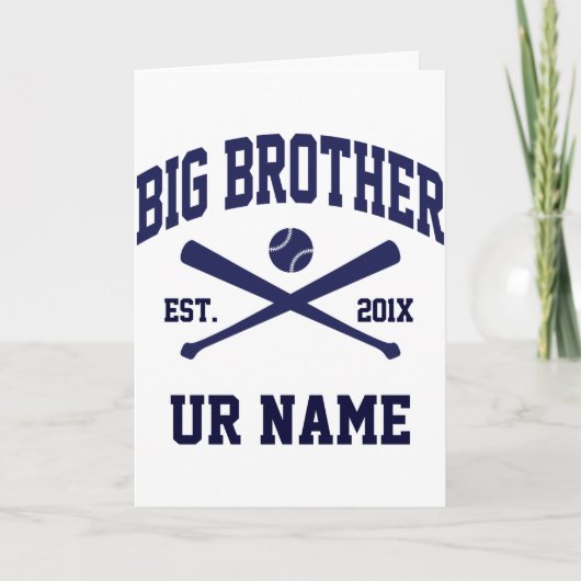 Personalized Big Brother Baseball T Shirt  Kaart (Voorkant)