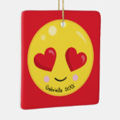 Personalized Big Heart Eyes Love Emoji Ornament (Rechts)