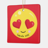 Personalized Big Heart Eyes Love Emoji Ornament (Links)