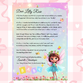 Personalized Big Sister Fairy Letter – New Baby Kaart