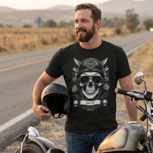 Personalized Biker Skull Motorcycle 2-Sided Tee T-shirt