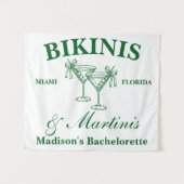 Personalized Bikinis & Martinis Bachelorette Party Wandkleed (Voorkant (horizontaal))