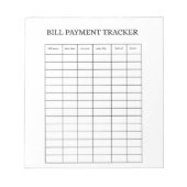 Personalized Bill Payment Tracker Notepad Notitieblok (Voorkant)
