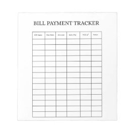 Personalized Bill Payment Tracker Notepad Notitieblok