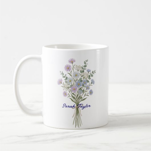 Personalized Birth Flower Aster Custom Koffiemok (Links)