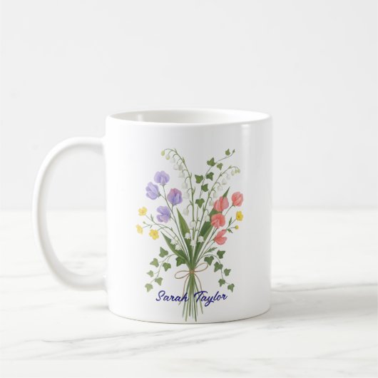 Personalized Birth Flower Lily of The Valley Koffiemok (Links)