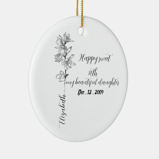 Personalized Birth Month Flower sweet 16 birthday  Keramisch Ornament (Rechts)