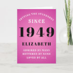 Personalized Birthday 1949 Add Your Name Pink Cute Kaart<br><div class="desc">Easily customize the text to the front and the interior of this birthday card using the template provided. Part of the setting standards range of greeting cards.</div>