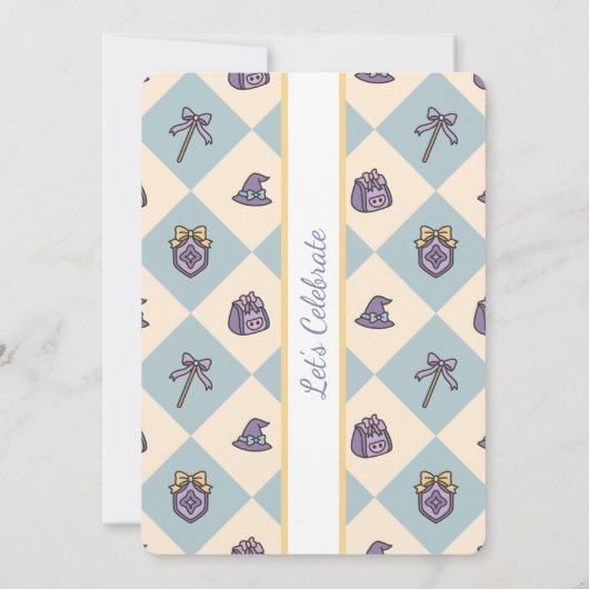 Personalized Birthday Academy Wizard School Blue Kaart (Achterkant)