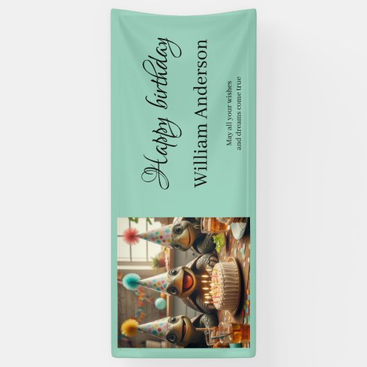 Personalized birthday banner with turtles (Verticaal)