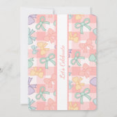 Personalized Birthday Bow Gingham Sweet Invitation Kaart (Achterkant)
