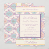 Personalized Birthday Bow Sweet Invitation Blush Kaart (Voorkant / Achterkant)