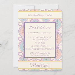 Personalized Birthday Bow Sweet Invitation Blush Kaart